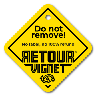 Retourvignet Hanglabel 150 x 150 mm Engels &quot;No 100% Refund&quot;